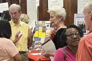 People talking in groups at OLLI Fest